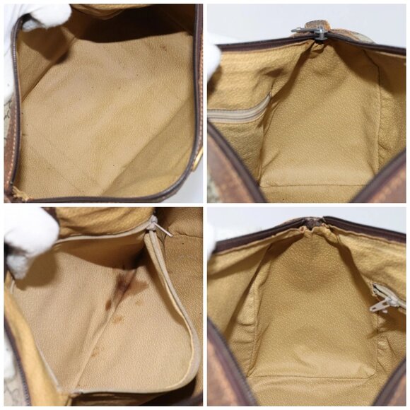 GUCCI GG Supreme Web Sherry Line Boston Bag PVC Beige Gold Auth 144221 - Picture 16 of 16